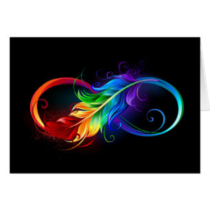 Infinity Symbol with Rainbow Feather