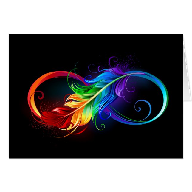 Infinity Symbol with Rainbow Feather (Front Horizontal)
