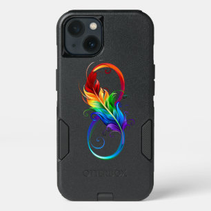 Infinity Symbol with Rainbow Feather