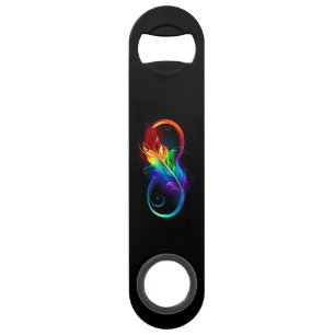Infinity Symbol with Rainbow Feather