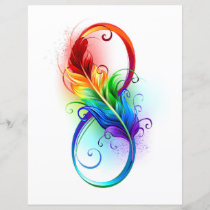 Infinity Symbol with Rainbow Feather