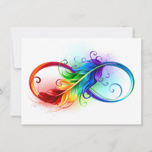 Infinity Symbol with Rainbow Feather