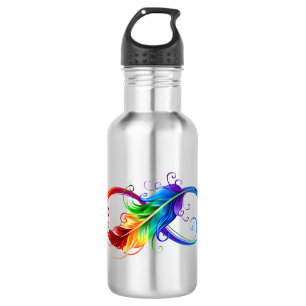 Infinity Symbol with Rainbow Feather 532 Ml Water Bottle