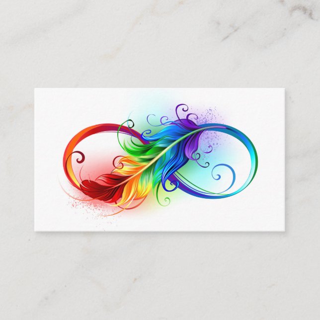 Infinity Symbol with Rainbow Feather Advice Card (Front)