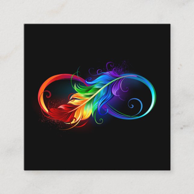 Infinity Symbol with Rainbow Feather Appointment Card (Front)