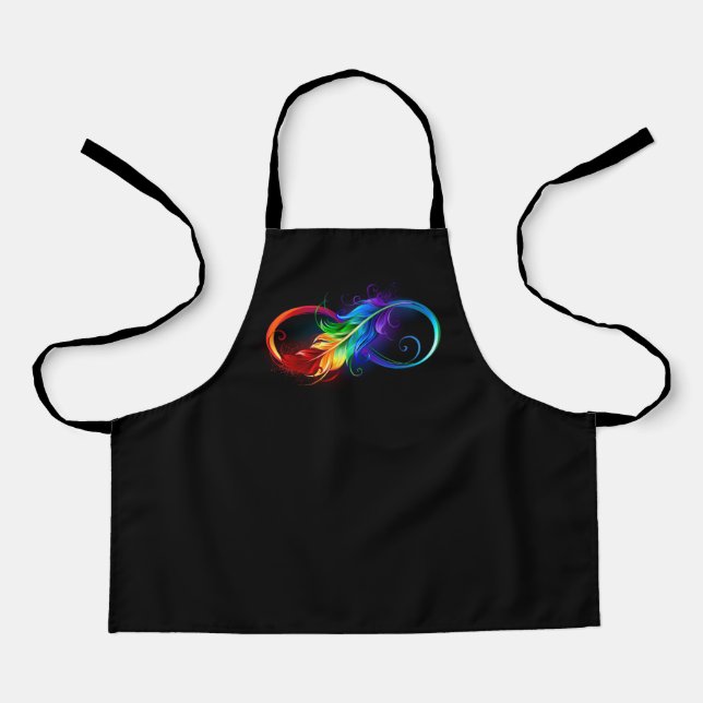 Infinity Symbol with Rainbow Feather Apron (Front)