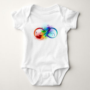 Infinity Symbol with Rainbow Feather Baby Bodysuit