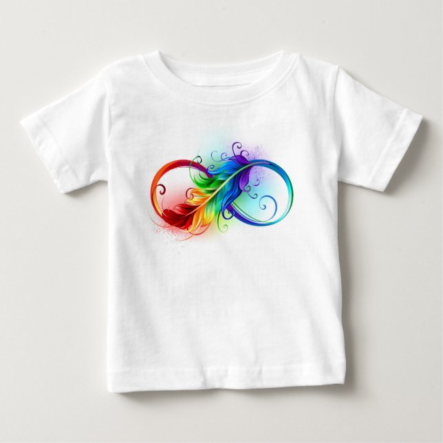 Infinity Symbol with Rainbow Feather Baby T-Shirt (Front)