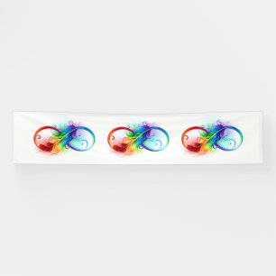 Infinity Symbol with Rainbow Feather Banner