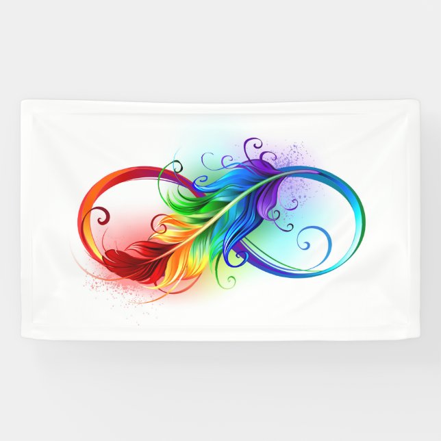 Infinity Symbol with Rainbow Feather Banner (Horizontal)