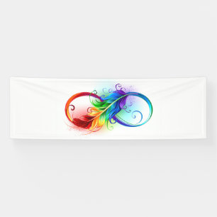 Infinity Symbol with Rainbow Feather Banner
