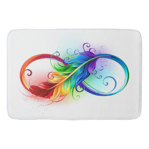 Infinity Symbol with Rainbow Feather Bath Mat