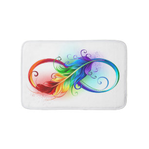 Infinity Symbol with Rainbow Feather Bath Mat