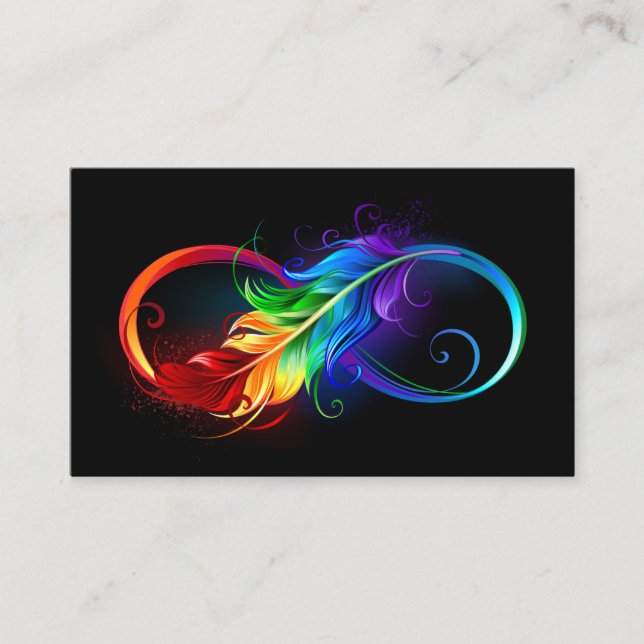 Infinity Symbol with Rainbow Feather Business Card (Front)
