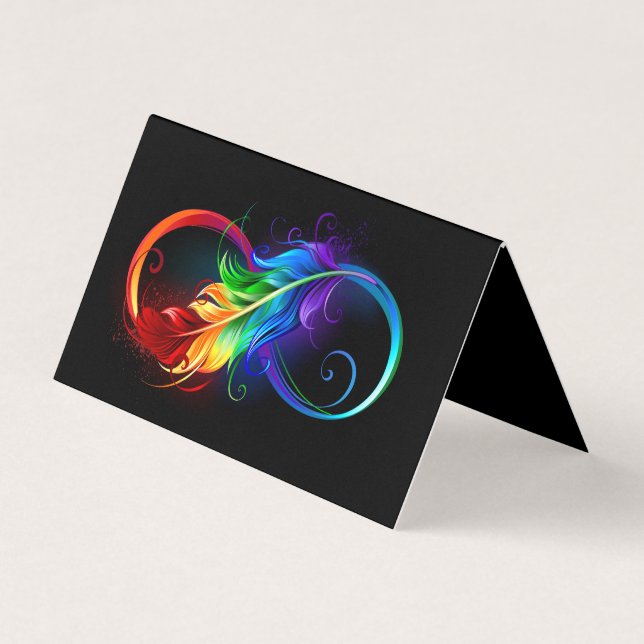 Infinity Symbol with Rainbow Feather Business Card (Front)