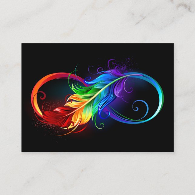 Infinity Symbol with Rainbow Feather Business Card (Front)