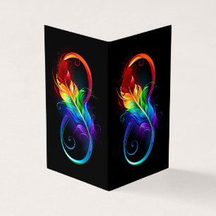 Infinity Symbol with Rainbow Feather Business Card