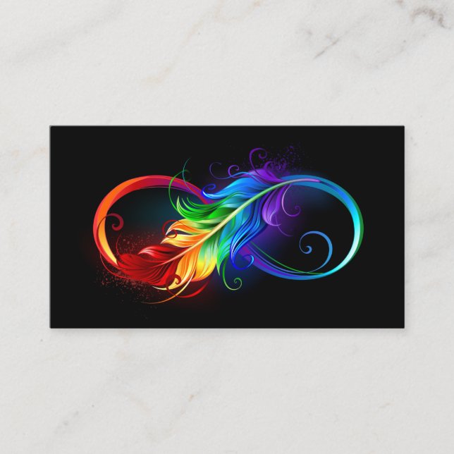 Infinity Symbol with Rainbow Feather Calling Card (Front)