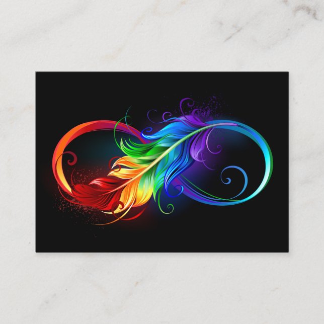 Infinity Symbol with Rainbow Feather Calling Card (Front)