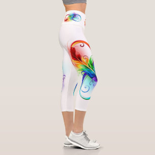 Infinity Symbol with Rainbow Feather Capri Leggings