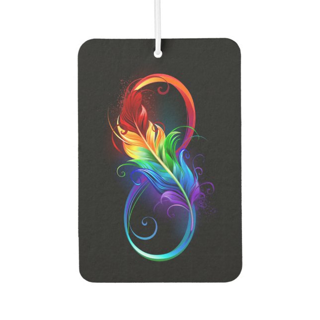 Infinity Symbol with Rainbow Feather Car Air Freshener (Front)