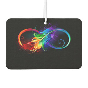 Infinity Symbol with Rainbow Feather Car Air Freshener