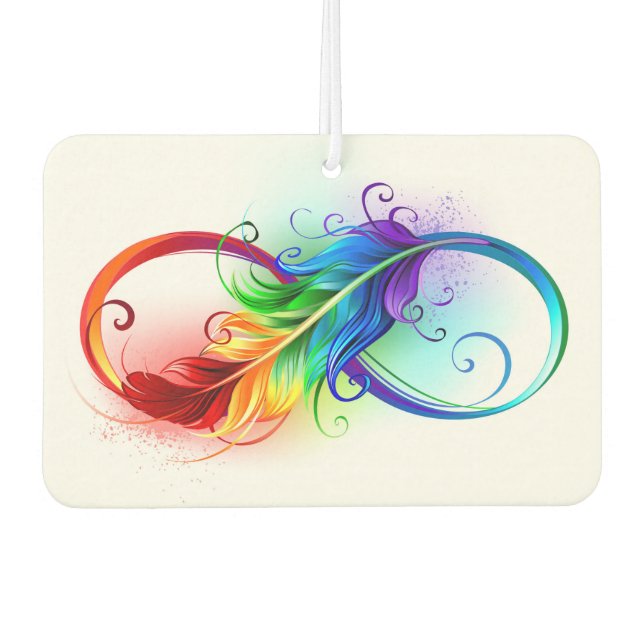 Infinity Symbol with Rainbow Feather Car Air Freshener (Front)