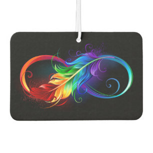 Infinity Symbol with Rainbow Feather Car Air Freshener