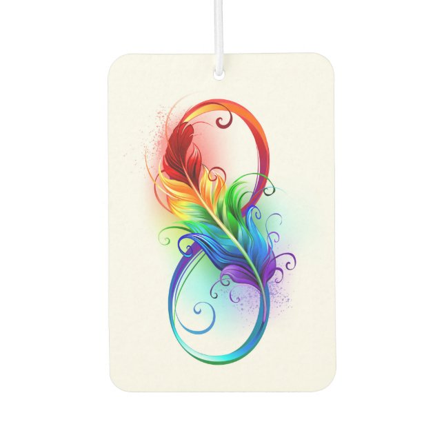 Infinity Symbol with Rainbow Feather Car Air Freshener (Front)