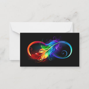 Infinity Symbol with Rainbow Feather Card