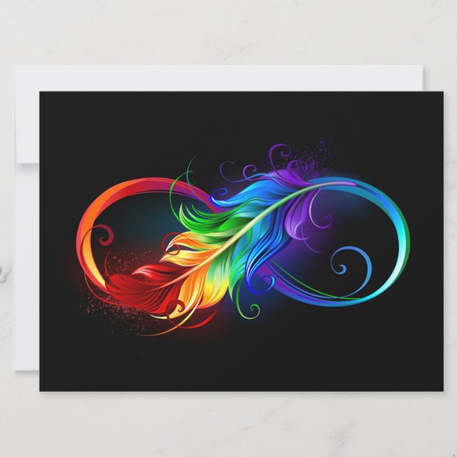 Infinity Symbol with Rainbow Feather Card (Front)
