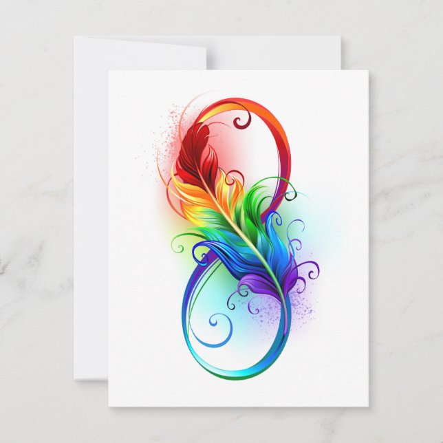Infinity Symbol with Rainbow Feather Card (Front)