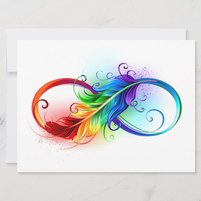 Infinity Symbol with Rainbow Feather Card (Front)