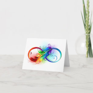 Infinity Symbol with Rainbow Feather Card