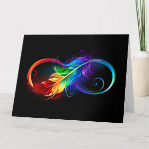 Infinity Symbol with Rainbow Feather Card