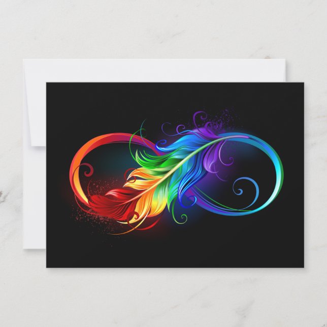 Infinity Symbol with Rainbow Feather Card (Front)