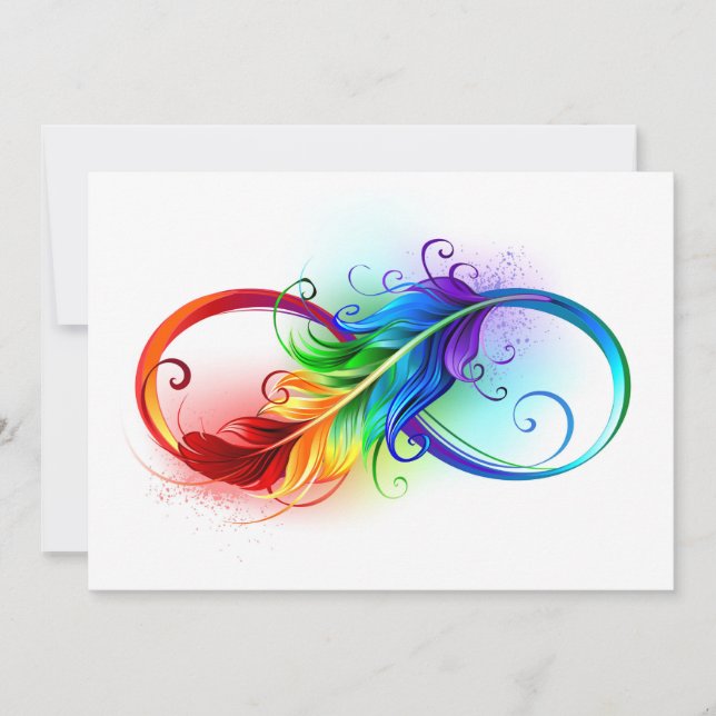 Infinity Symbol with Rainbow Feather Card (Front)