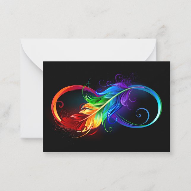 Infinity Symbol with Rainbow Feather Card (Front)
