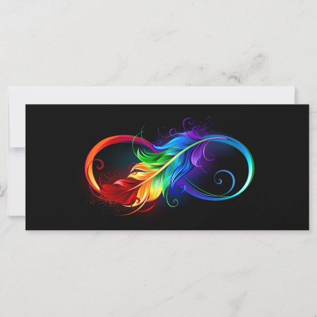 Infinity Symbol with Rainbow Feather Card (Front)