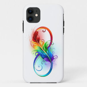 Infinity Symbol with Rainbow Feather iPhone 11 Case