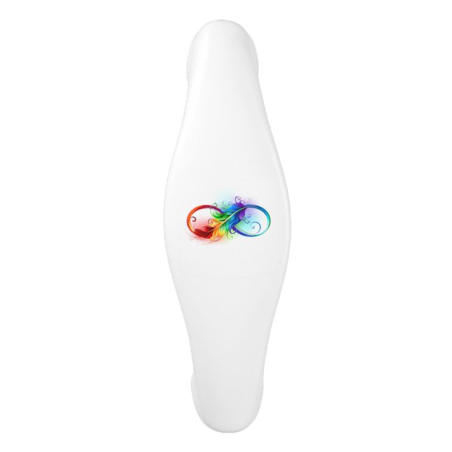 Infinity Symbol with Rainbow Feather Ceramic Cabinet Pull (Front)