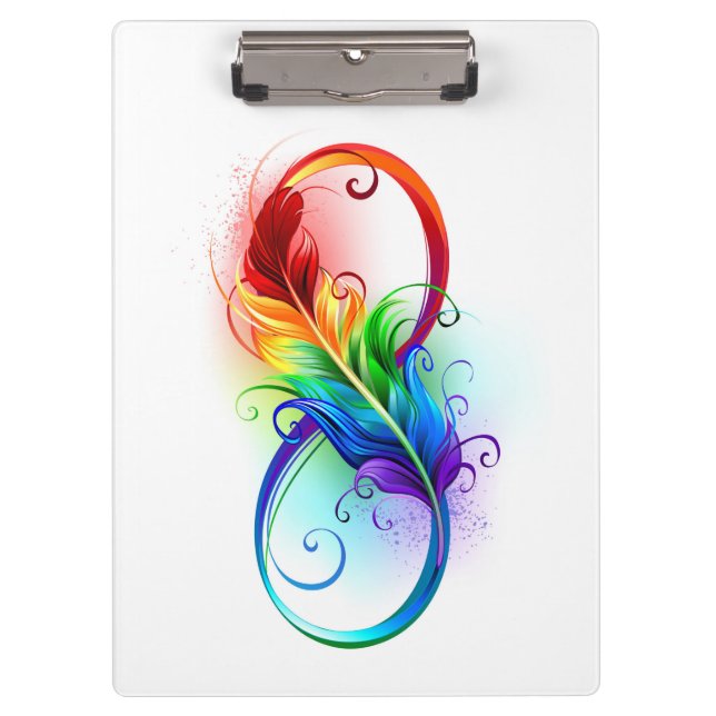 Infinity Symbol with Rainbow Feather Clipboard (Front)