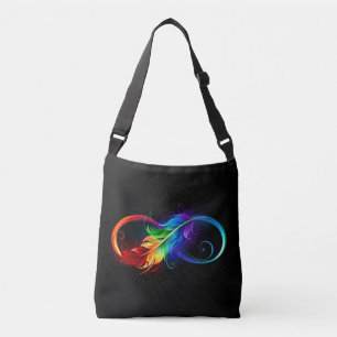 Infinity Symbol with Rainbow Feather Crossbody Bag