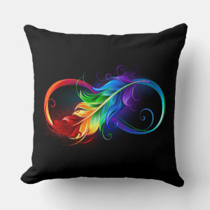 Infinity Symbol with Rainbow Feather Cushion