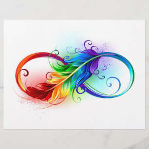 Infinity Symbol with Rainbow Feather Custom Letterhead