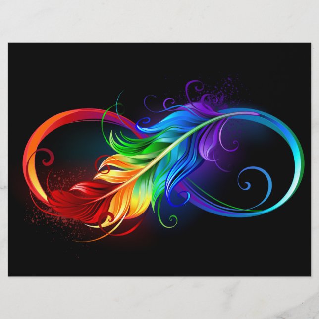 Infinity Symbol with Rainbow Feather Custom Letterhead (Front)