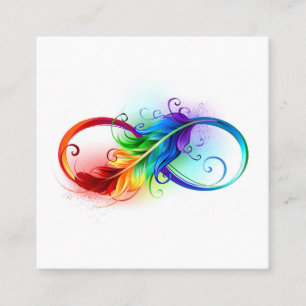 Infinity Symbol with Rainbow Feather Discount Card