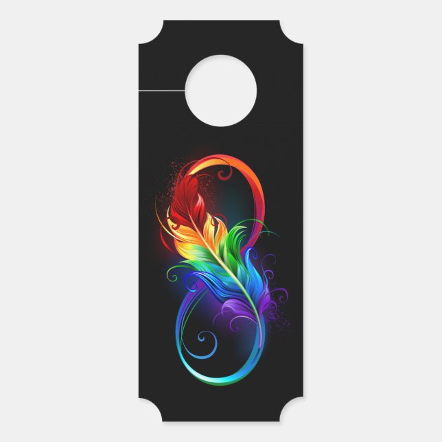 Infinity Symbol with Rainbow Feather Door Hanger (Front)