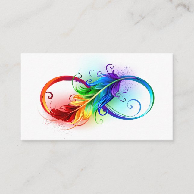 Infinity Symbol with Rainbow Feather Enclosure Card (Front)