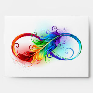 Infinity Symbol with Rainbow Feather Envelope